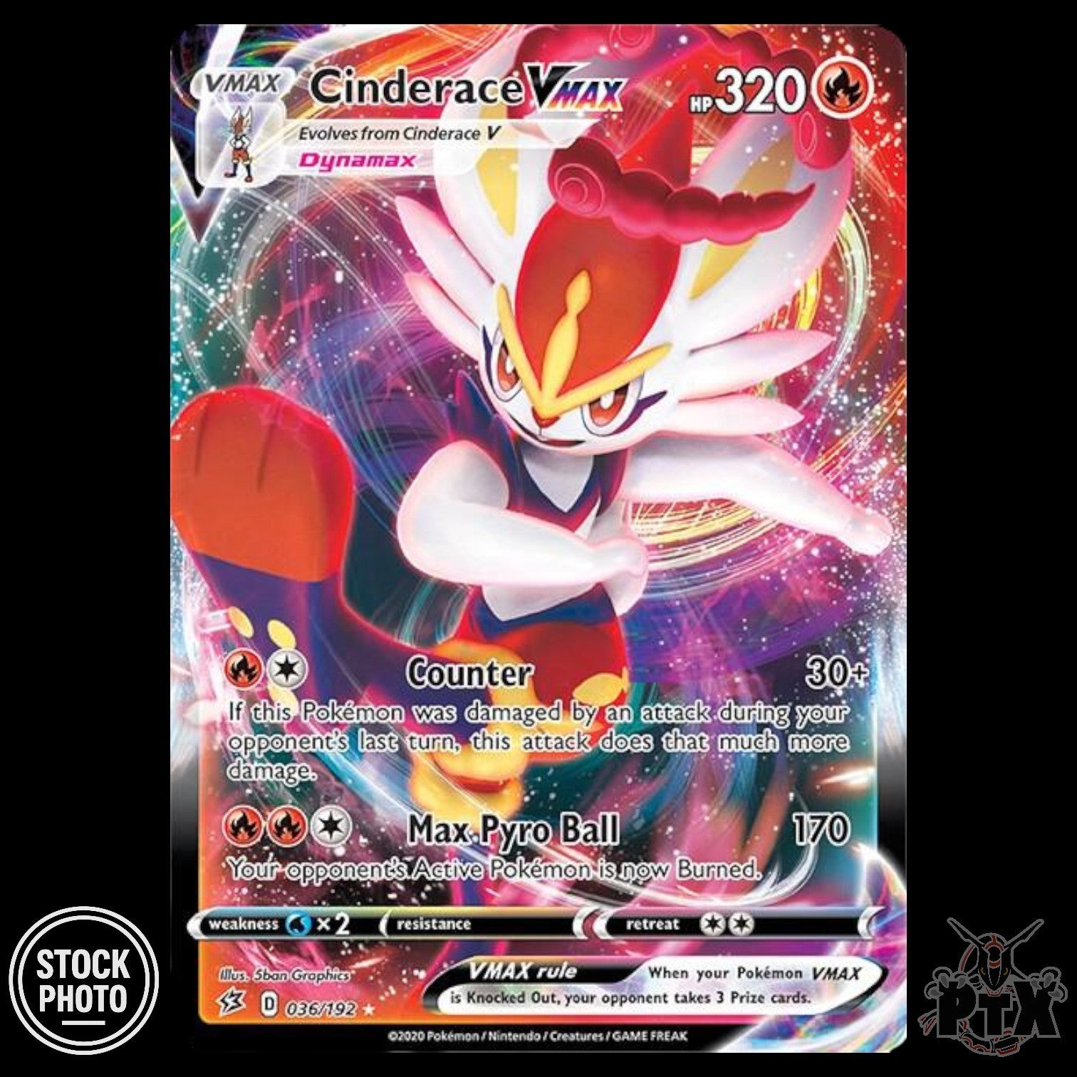 Cinderace VMAX #036/192 Rebel Clash NM/Near Mint Pokemon 2020