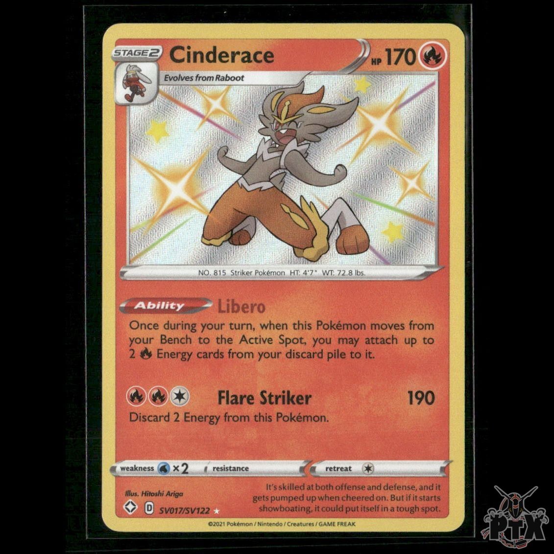 Cinderace SV017/SV122 Shining Fates: Shiny Vault NM Pokemon 2021