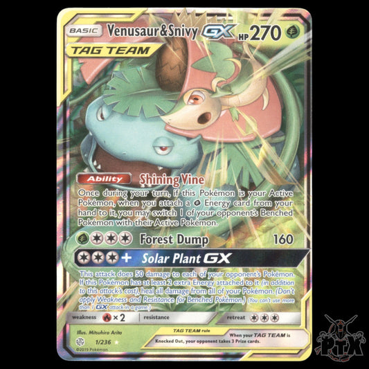 Venusaur & Snivy GX #1/236 Cosmic Eclipse LP/Lightly Played Pokemon 2019