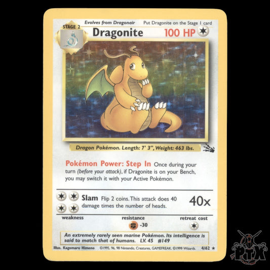 Dragonite holo #4/62 Fossil LP/Lightly Played Pokemon 1999