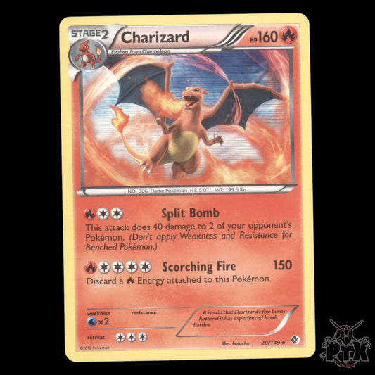Charizard Holo #20/149 Boundaries Crossed LP/Lightly Played Pokemon 2012