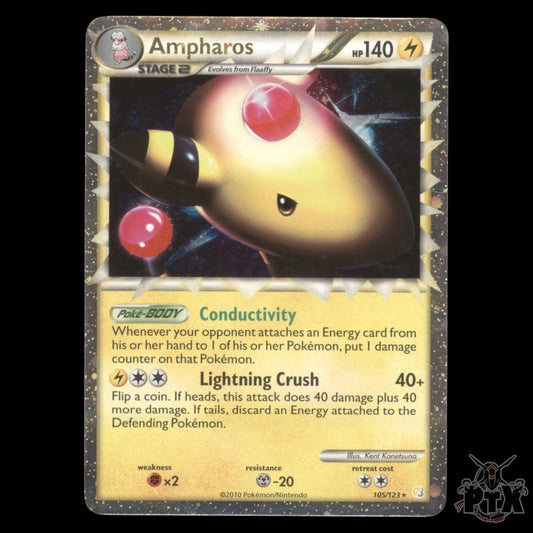 Ampharos Prime #105/123 HGSS Base LP/Lightly Played Pokemon 2010