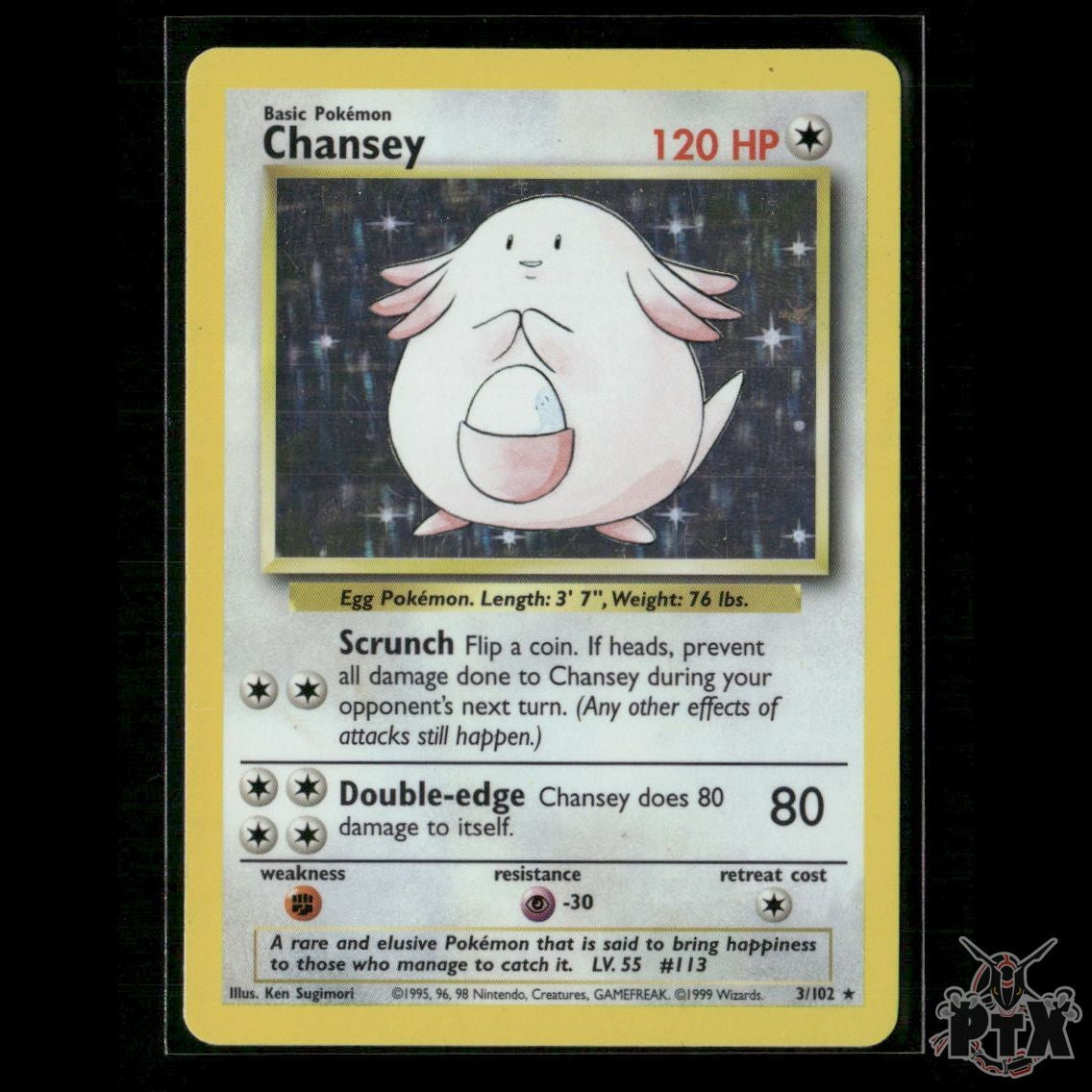 Chansey Holo 3/102 Base Set MP Pokemon