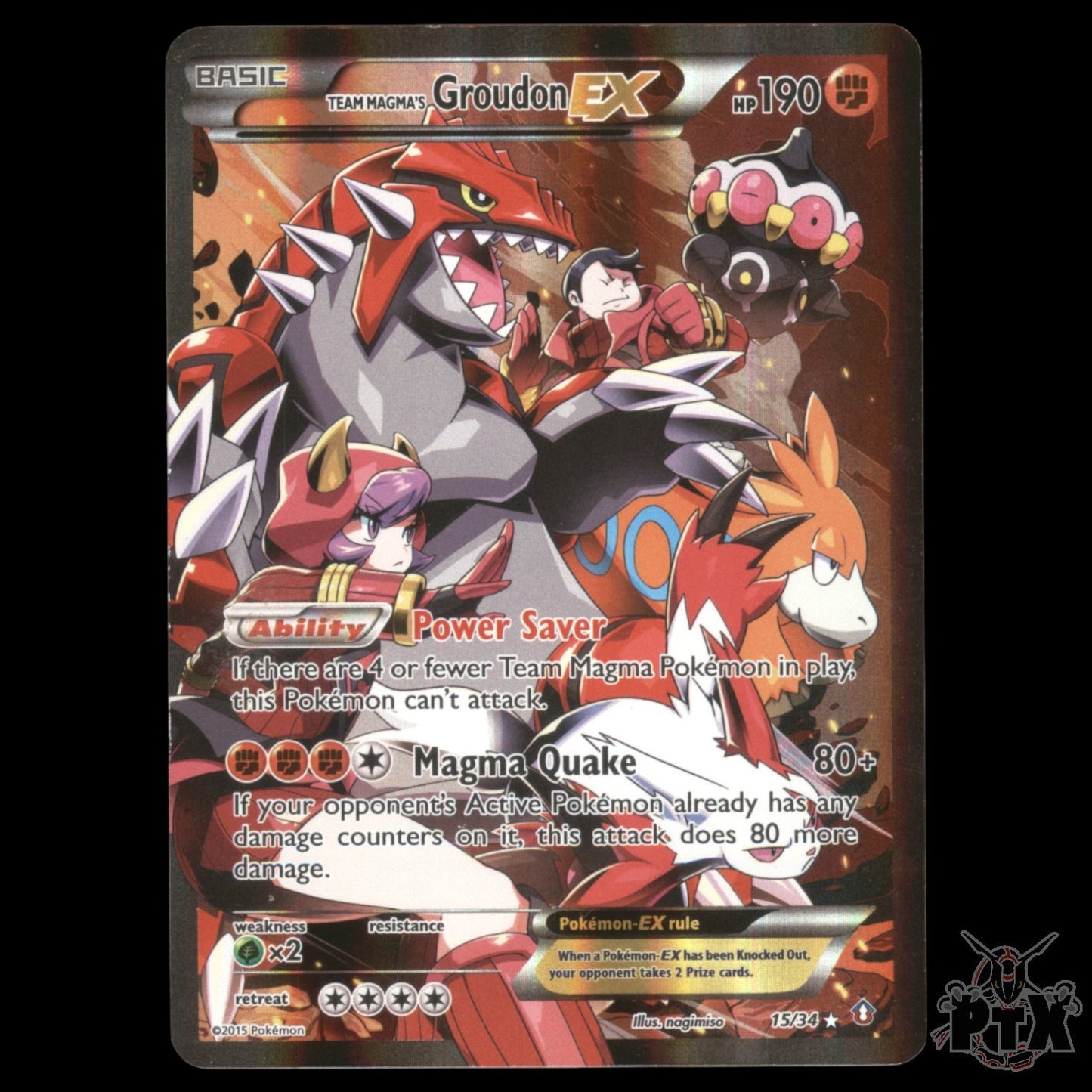 Team Magma's Groudon EX #15/34 Double Crisis HP/Heavily Played Pokemon 2015