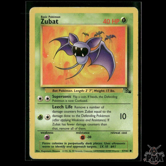 Zubat 57/62 Fossil MP Pokemon