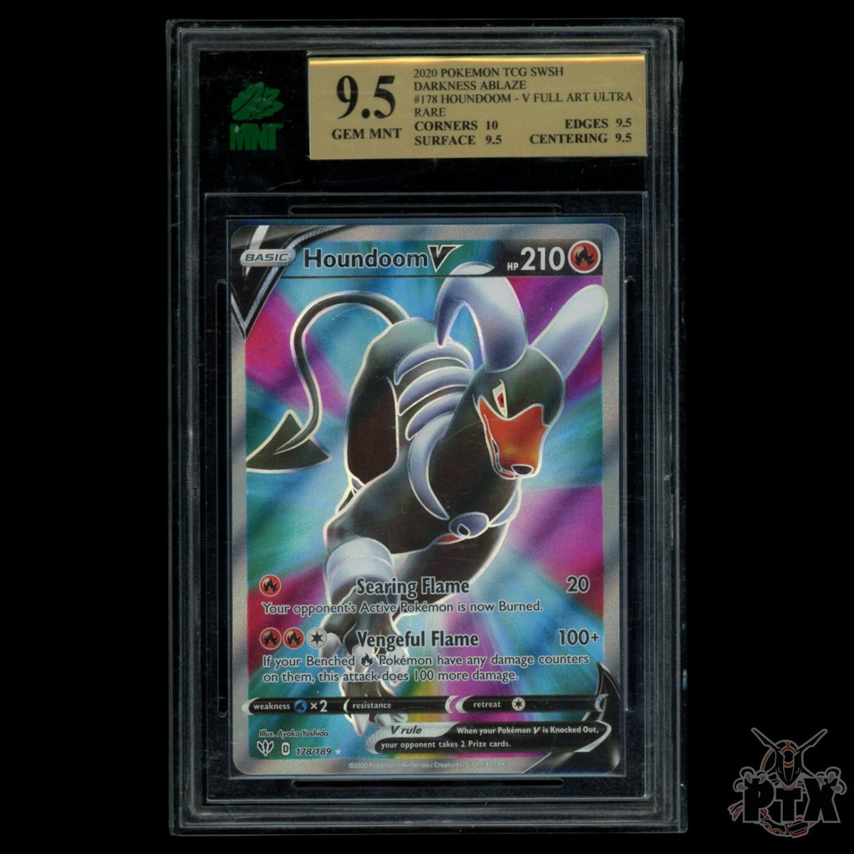 Houndoom V 178/189 MNT 9.5 Darkness Ablaze Pokemon 2020