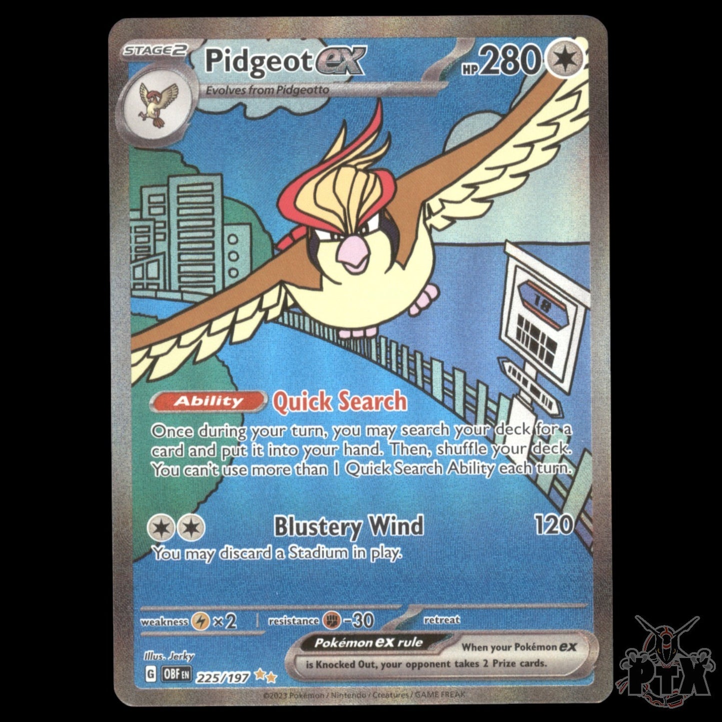 Pidgeot ex #225/197 Obsidian Flames NM/Near Mint Pokemon 2023