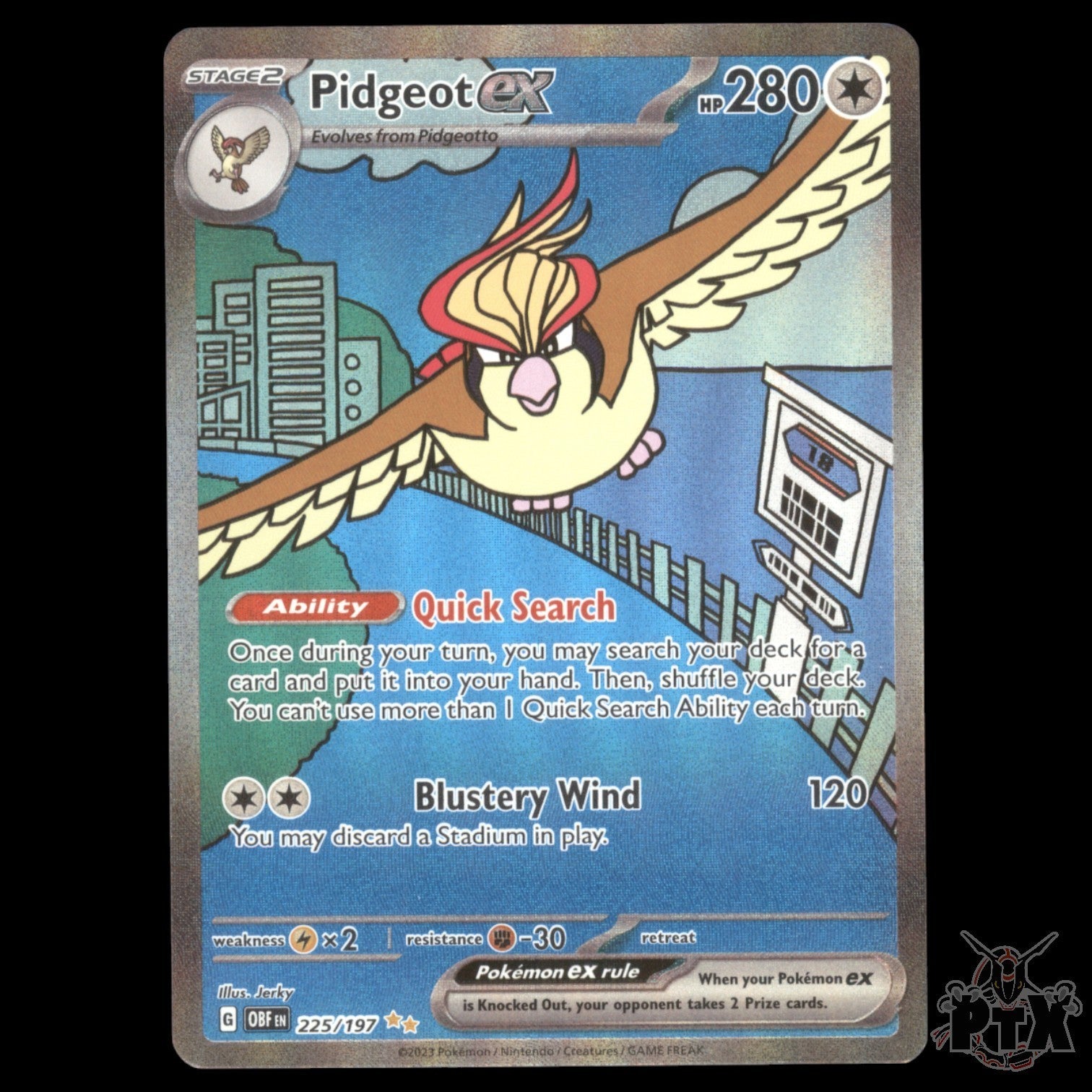 Pidgeot ex #225/197 Obsidian Flames NM/Near Mint Pokemon 2023
