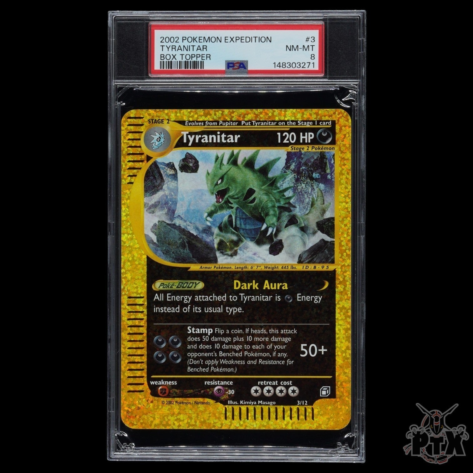 Tyranitar 3/12 PSA 8 Box Topper Expedition Base Pokemon