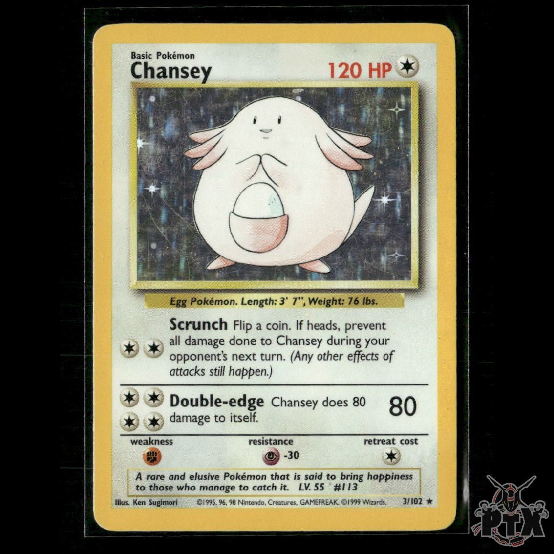 Chansey Holo 3/102 Base Set MP Pokemon