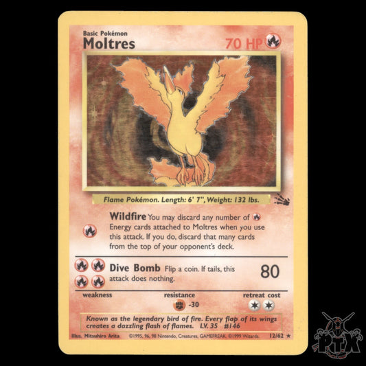 Moltres holo #12/62 Fossil LP/MP Pokemon 1999