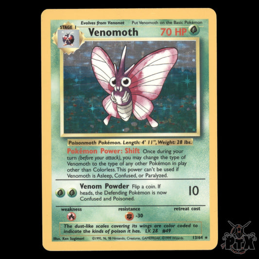 Venomoth Holo #13/64 No Symbol Error Jungle NM/Near Mint Pokemon 1999