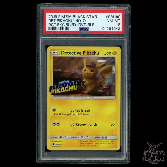 Detective Pikachu Stamped #SM190 PSA 8 Pokemon 2019