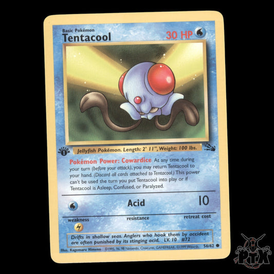 Tentacool #56/62 1st Edition Fossil LP/Lightly Played Pokemon 1999