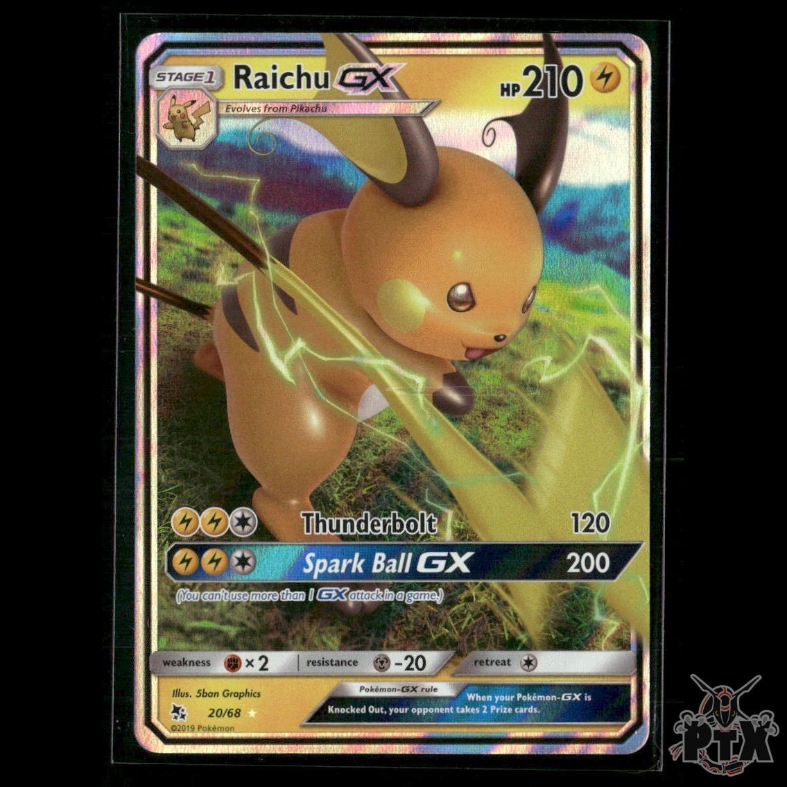 Raichu GX 20/68 Hidden Fates NM Pokemon