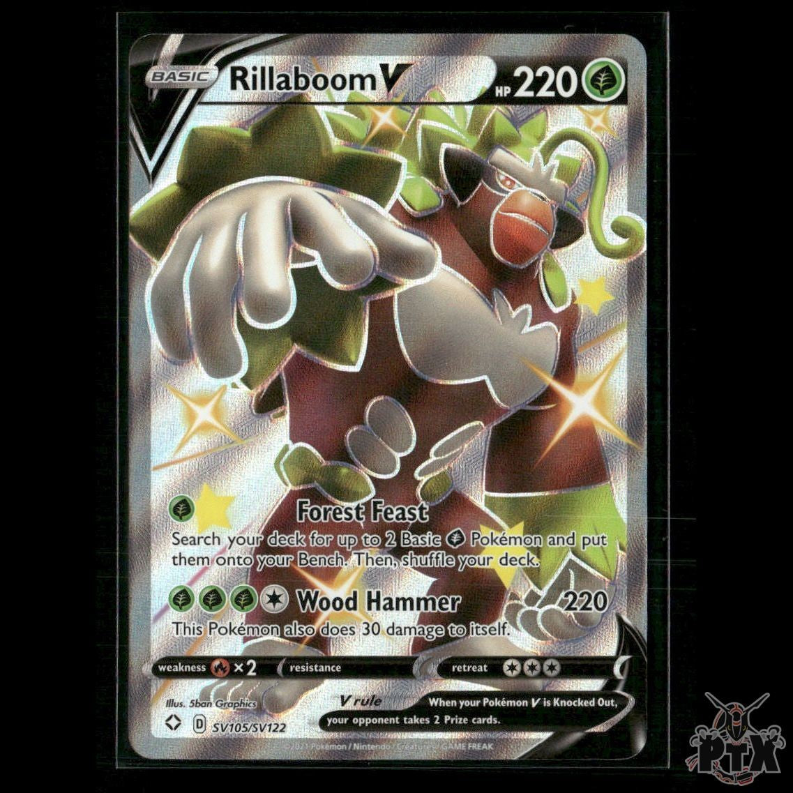 Rillaboom V SV105/SV122 Shining Fates: Shiny Vault NM Pokemon