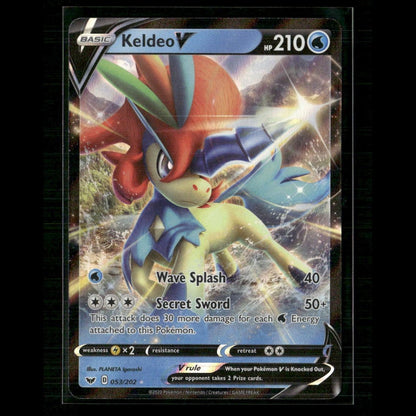Keldeo V 053/202 SWSH01: Sword & Shield Base Set NM Pokemon