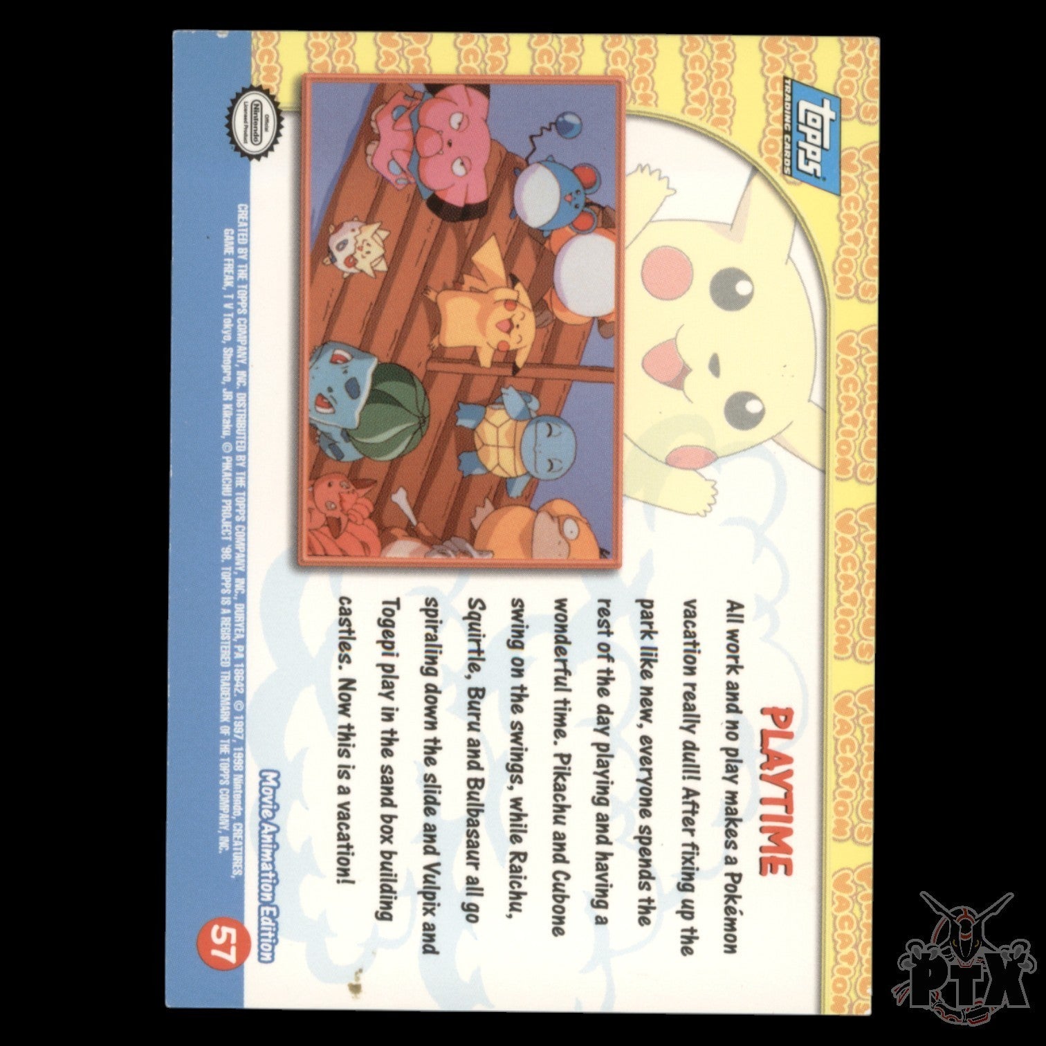 Topps The First Movie Playtime Foil Pikachu's Vacation Pokemon 2000