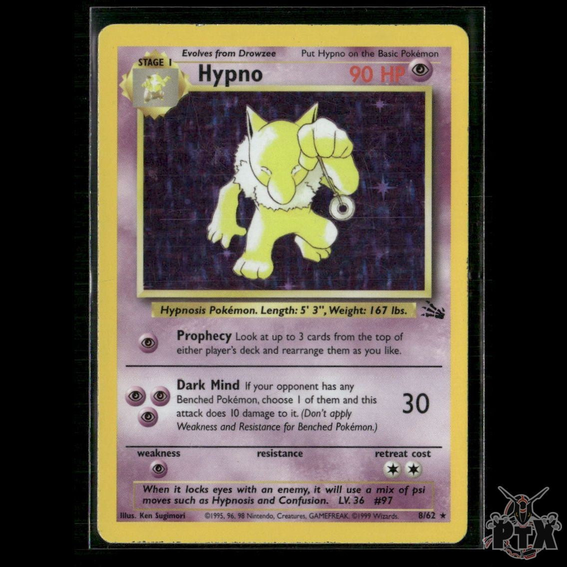 Hypno Holo 8/62 Fossil MP/HP Pokemon