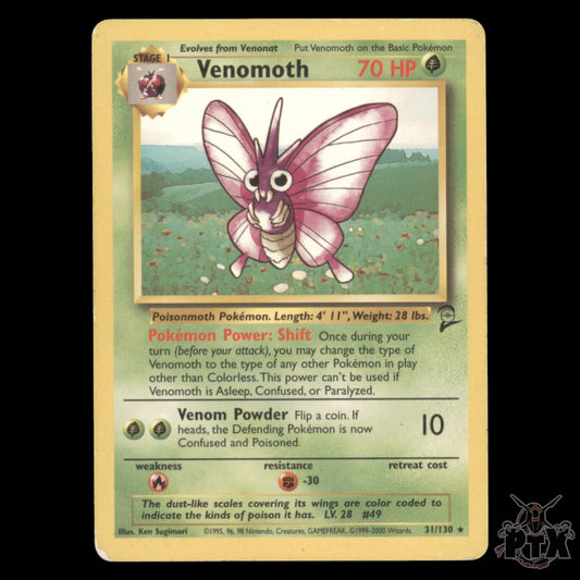 Venomoth #31/130 Base Set 2 LP/MP Pokemon 2000