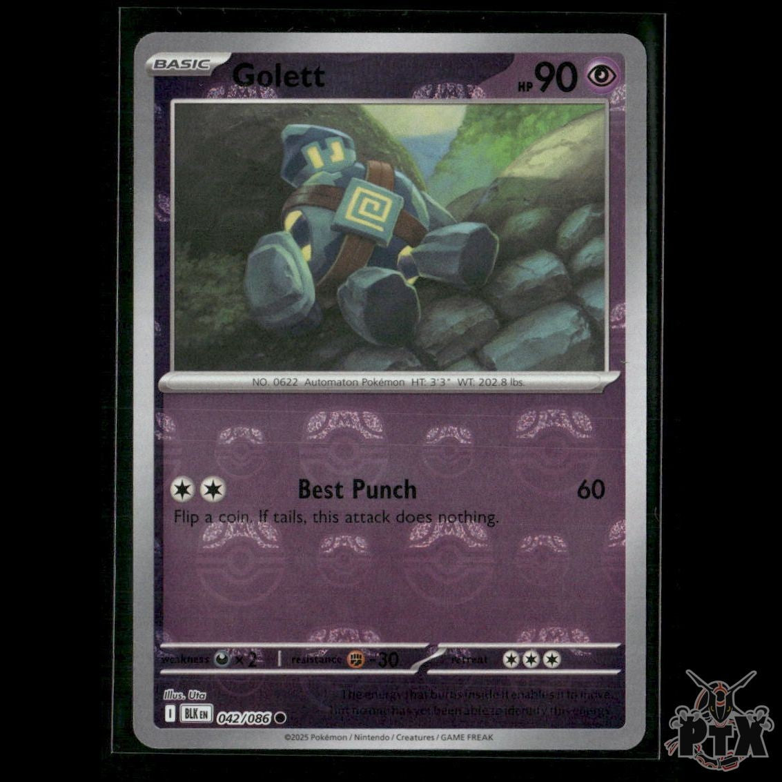 Golett (Master Ball Pattern) 042/086 SV: Black Bolt NM Pokemon