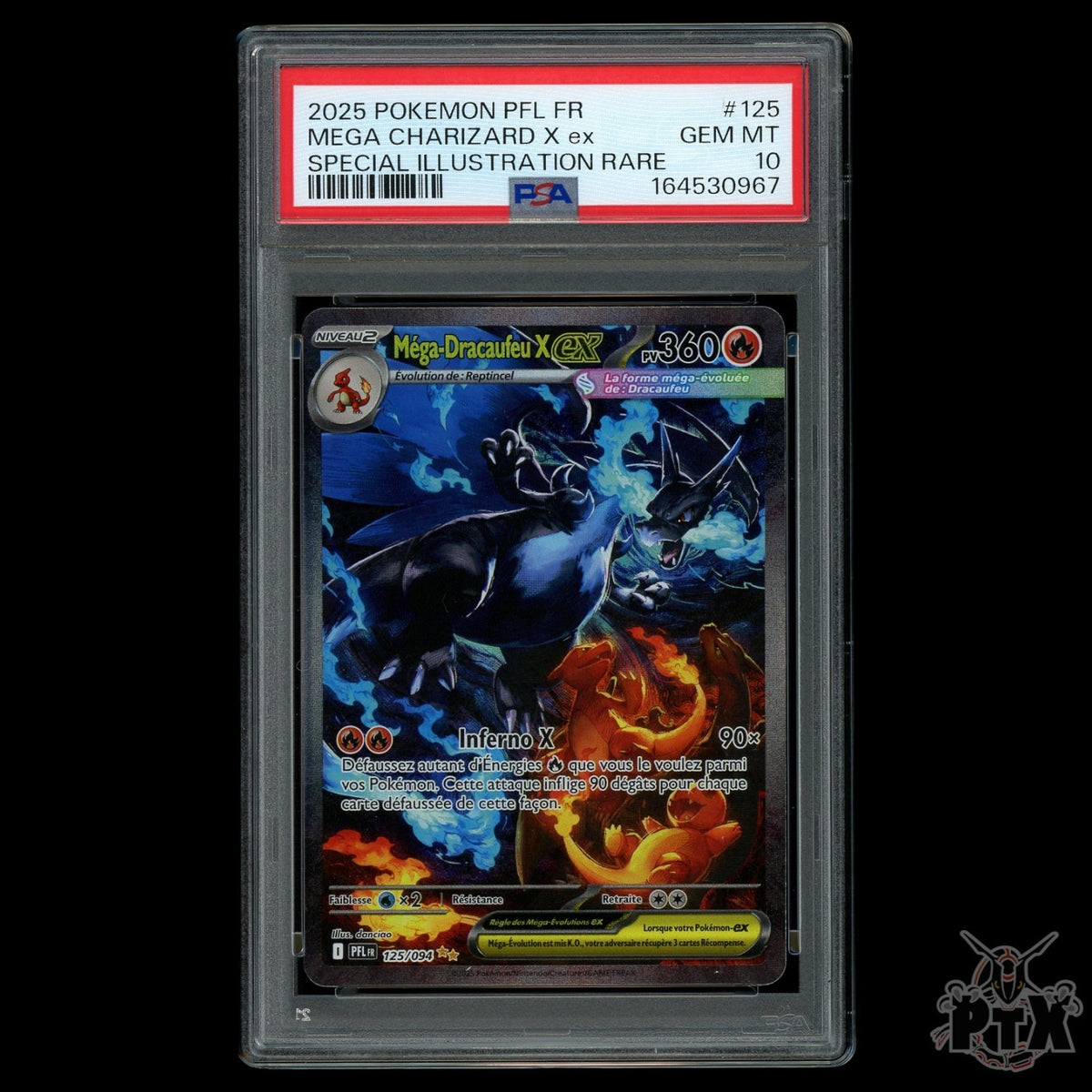 Mega Charizard / Dracaufeu ex 125/094 PSA 10 FR Phantasmal Flames Pokemon 2025