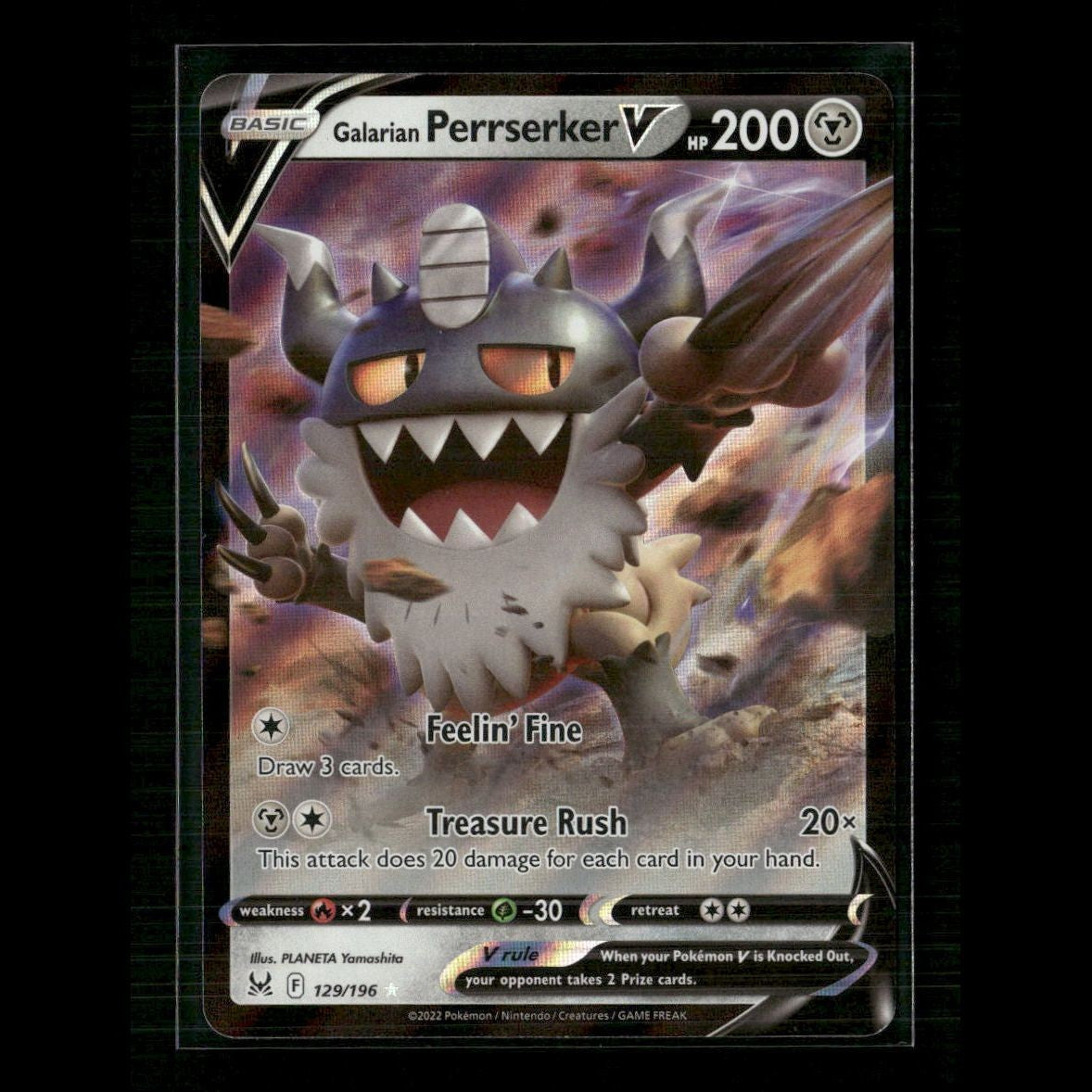 Galarian Perrserker V 129/196 SWSH11: Lost Origin NM Pokemon
