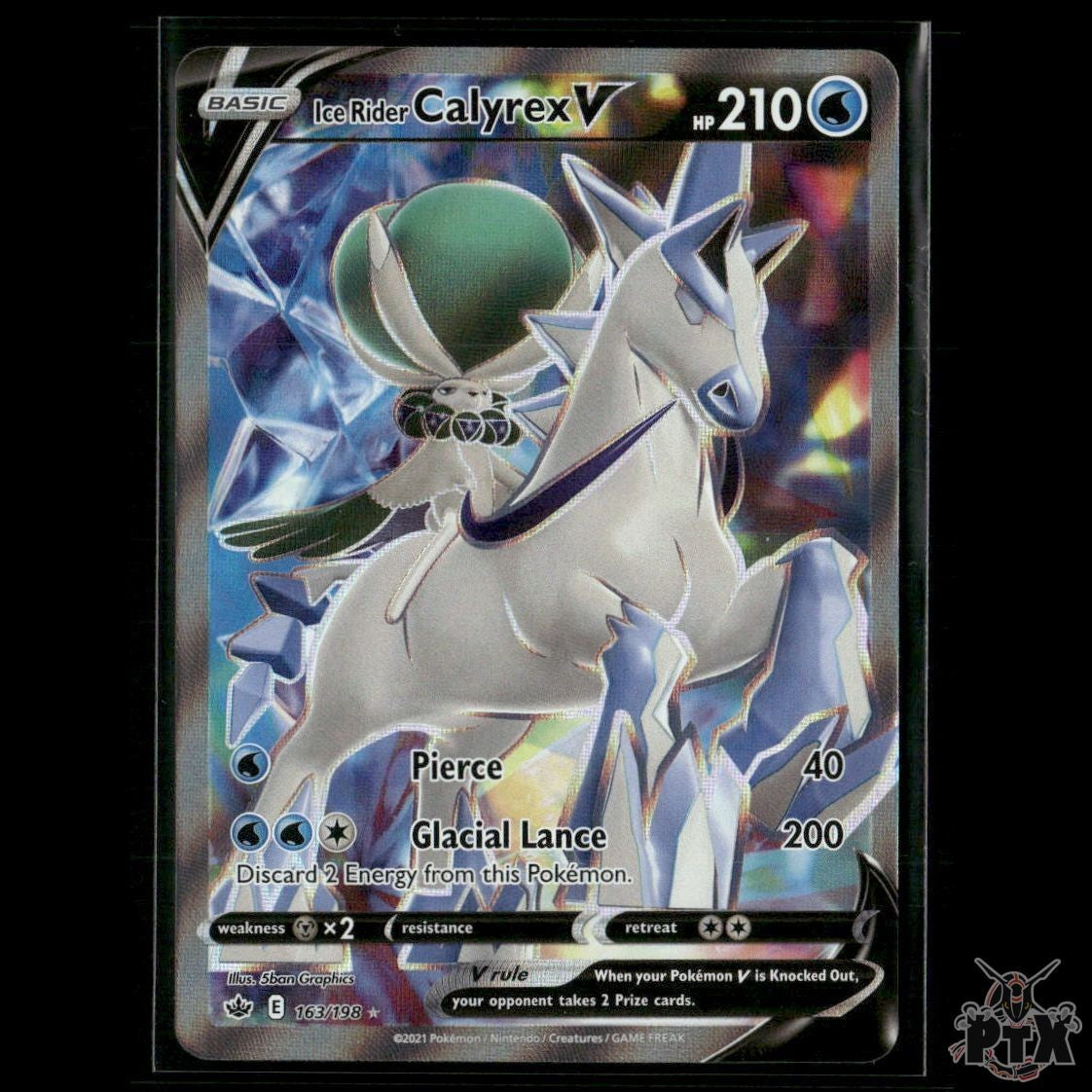 Ice Rider Calyrex V (Full Art) 163/198 SWSH06: Chilling Reign NM Pokemon 2021