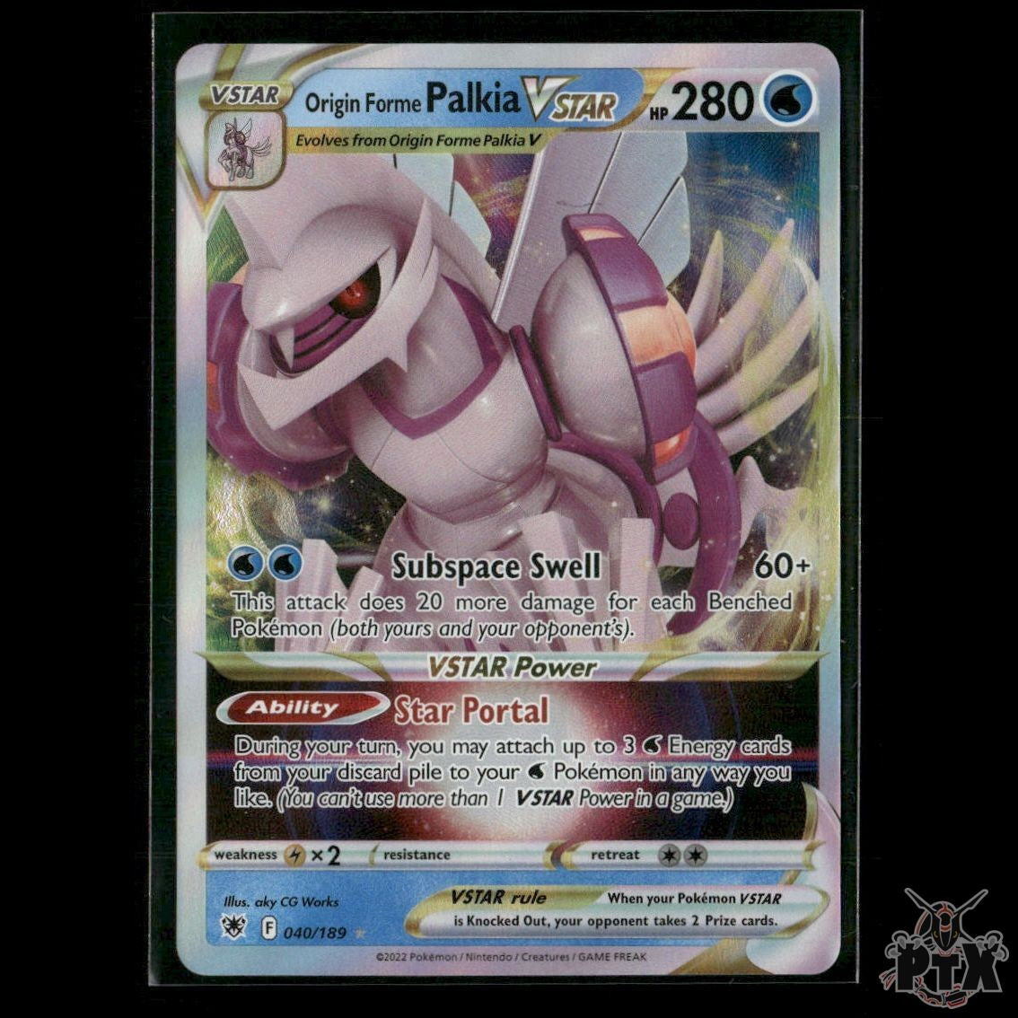 Origin Forme Palkia VSTAR 040/189 SWSH10: Astral Radiance NM Pokemon