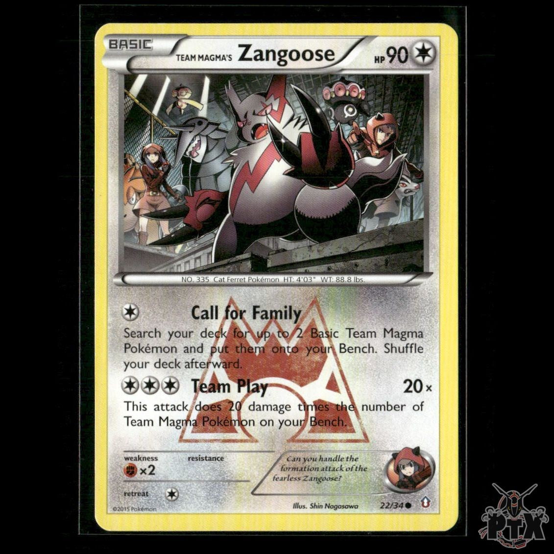 Team Magma's Zangoose 22/34 Double Crisis LP Pokemon