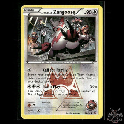 Team Magma's Zangoose 22/34 Double Crisis LP Pokemon