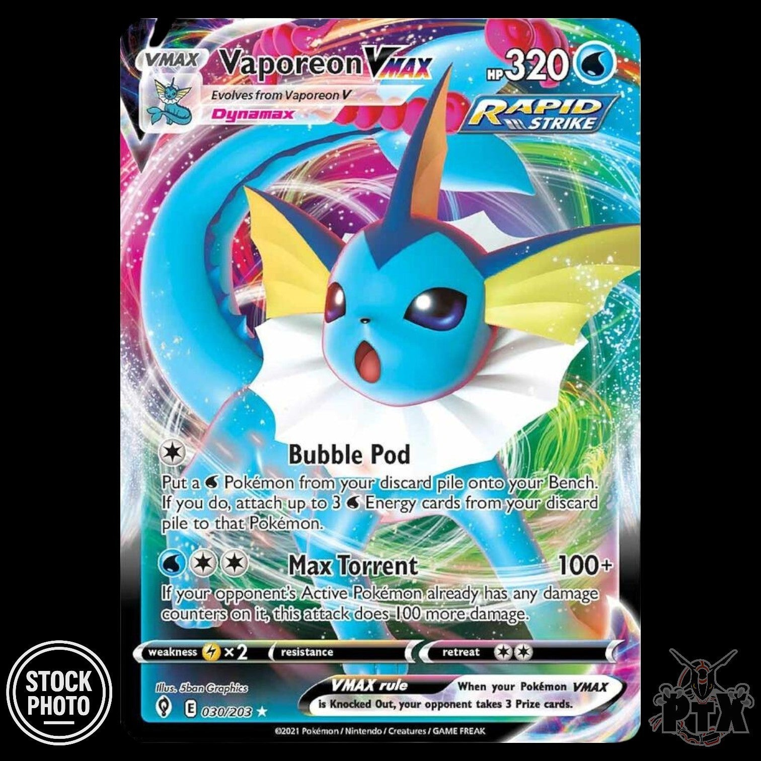 Vaporeon VMAX #030/203 Evolving Skies NM/Near Mint Pokemon 2021