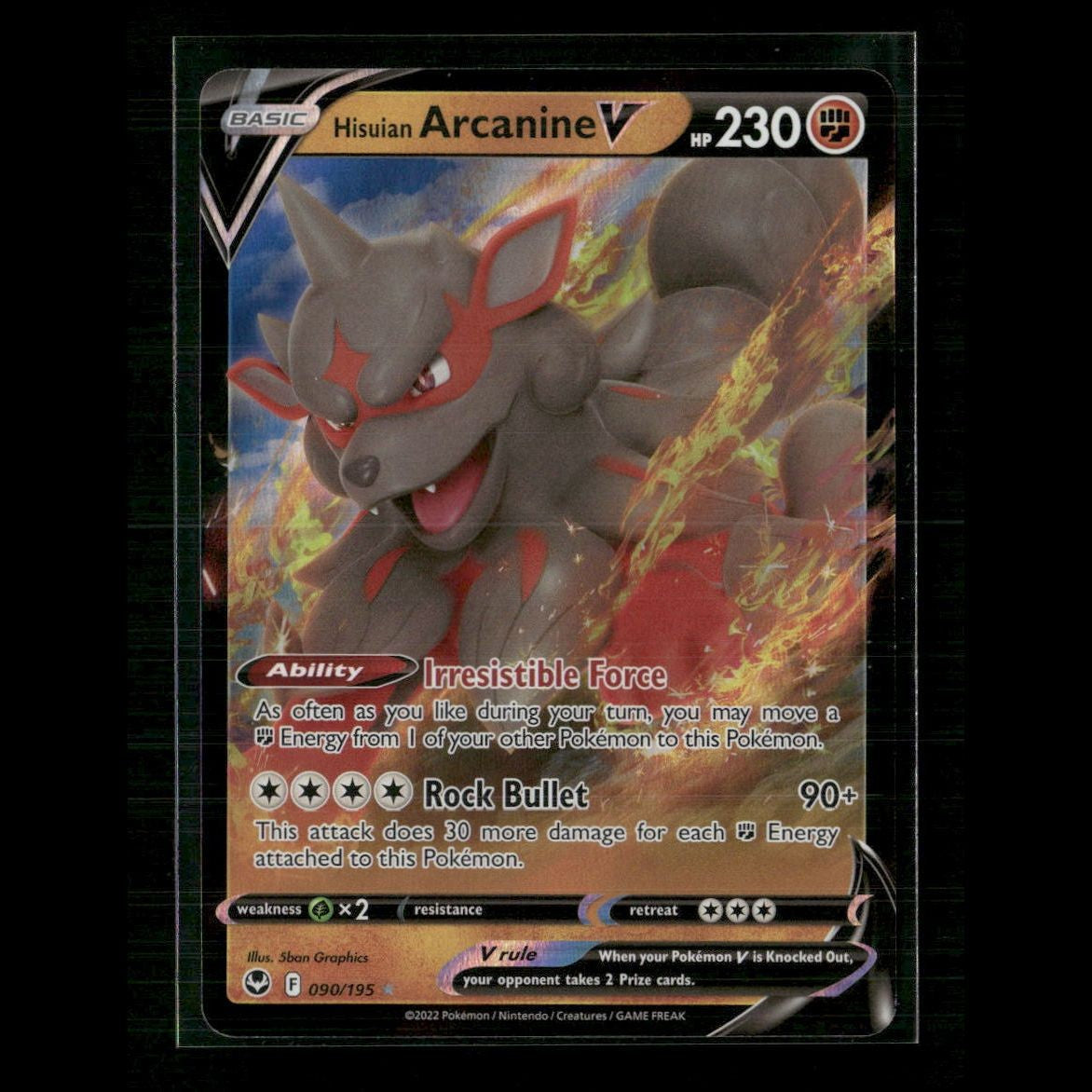 Hisuian Arcanine V 090/195 SWSH12: Silver Tempest NM Pokemon