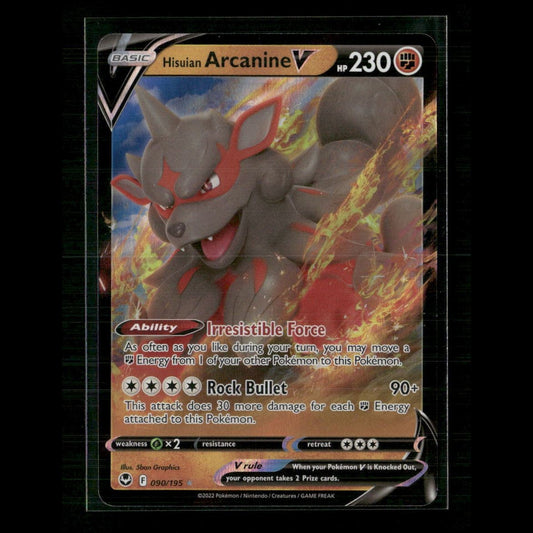 Hisuian Arcanine V 090/195 SWSH12: Silver Tempest NM Pokemon