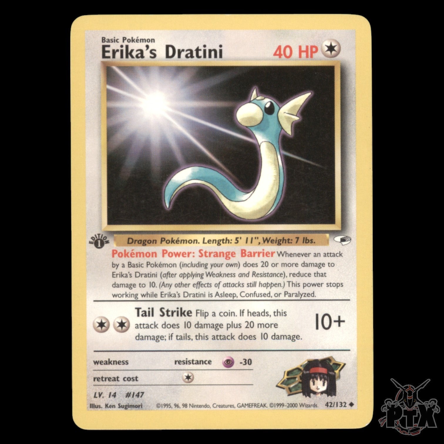 Erika's Dratini 1st Edition #42/132 Gym Heroes NM/Near Mint Pokemon 2000