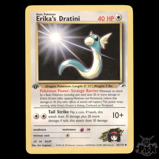 Erika's Dratini 1st Edition #42/132 Gym Heroes NM/Near Mint Pokemon 2000