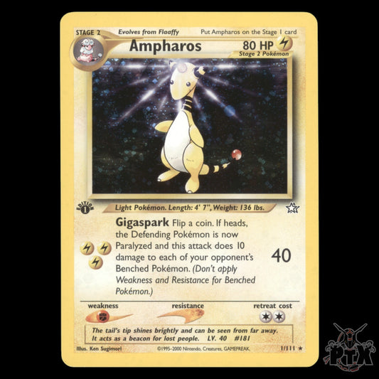 Ampharos Holo #1/111 1st Edition Neo Genesis NM/Near Mint Pokemon 2000