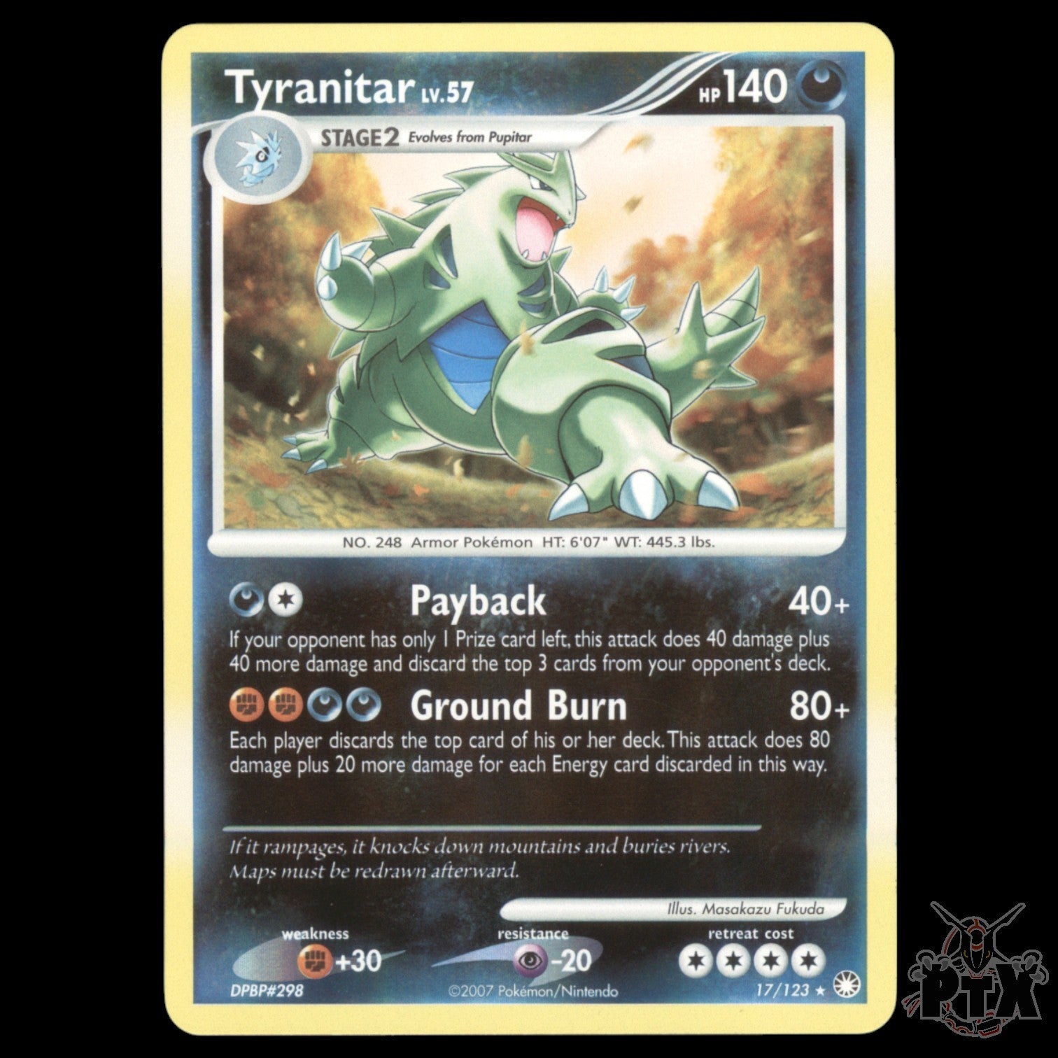 Tyranitar Reverse Holo #17/123 Mysterious Treasures NM/Near Mint Pokemon 2007