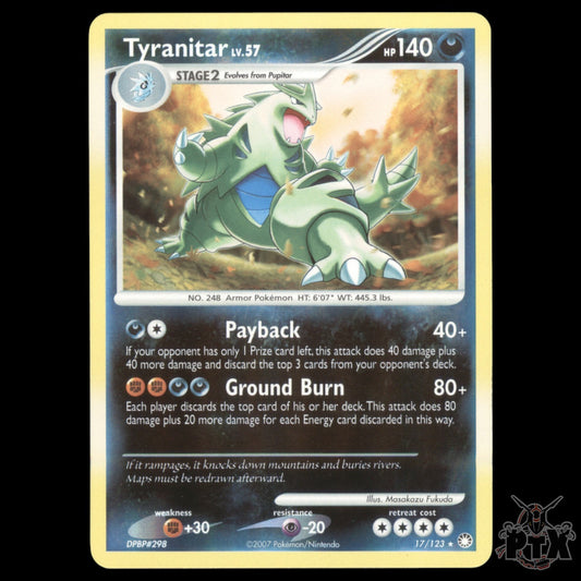 Tyranitar Reverse Holo #17/123 Mysterious Treasures NM/Near Mint Pokemon 2007