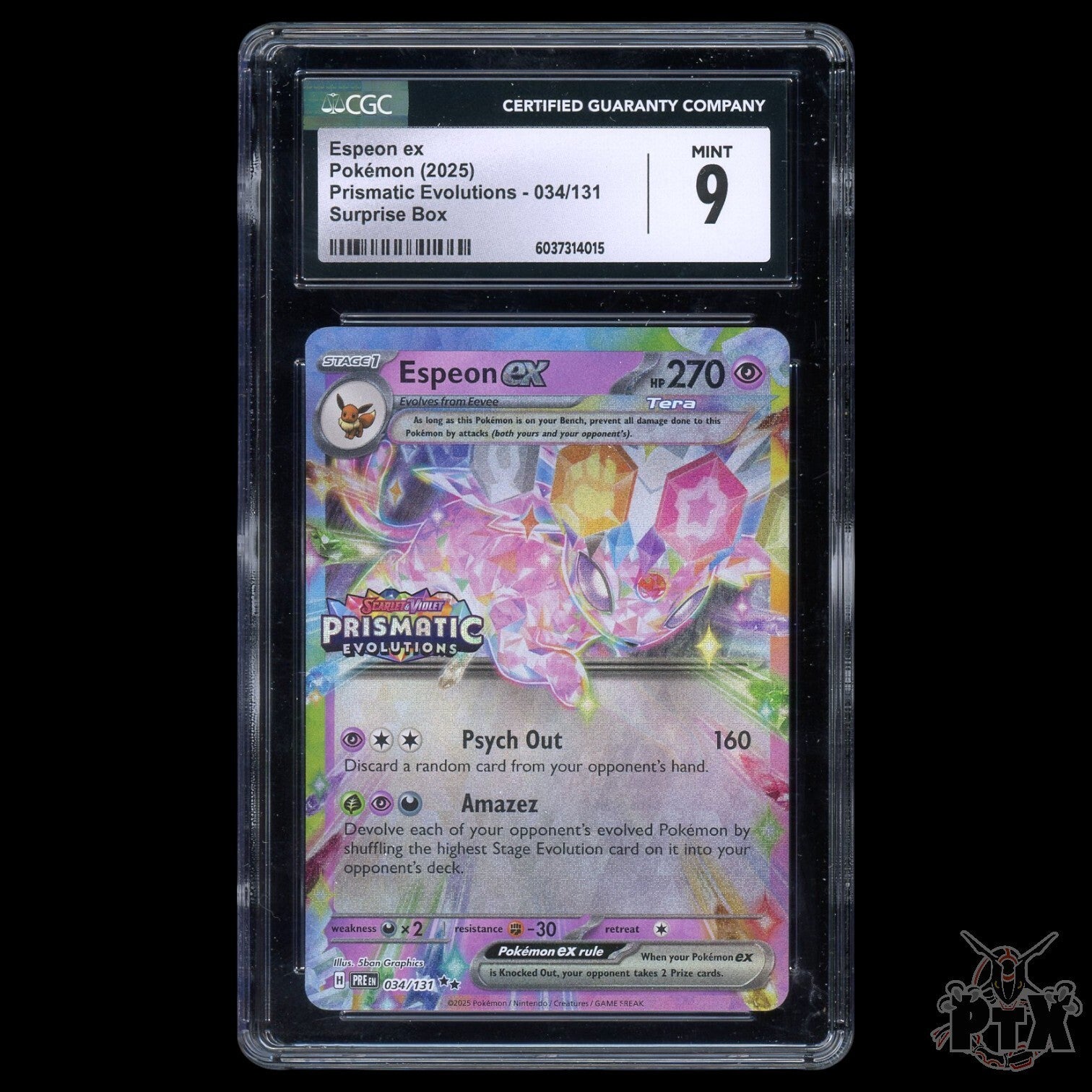 Espeon ex #34/131 CGC 9 Prismatic Evolutions Pokemon 2025