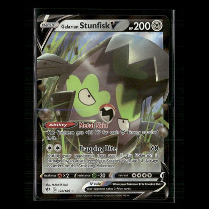 Galarian Stunfisk V 128/189 SWSH03: Darkness Ablaze NM Pokemon