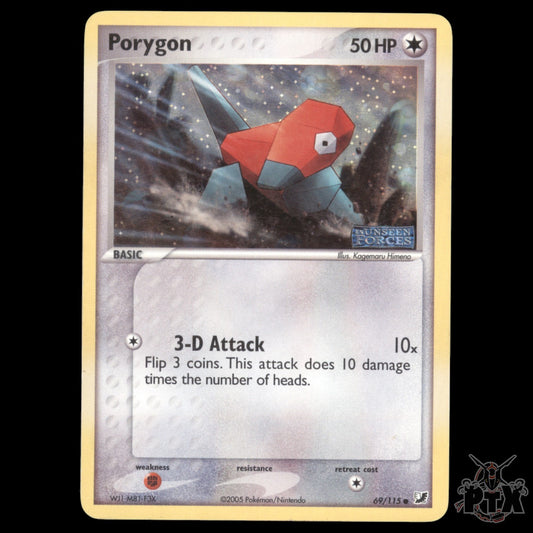 Porygon Reverse Holo #69/115 EX Unseen Forces MP/Moderatly Played Pokemon 2005