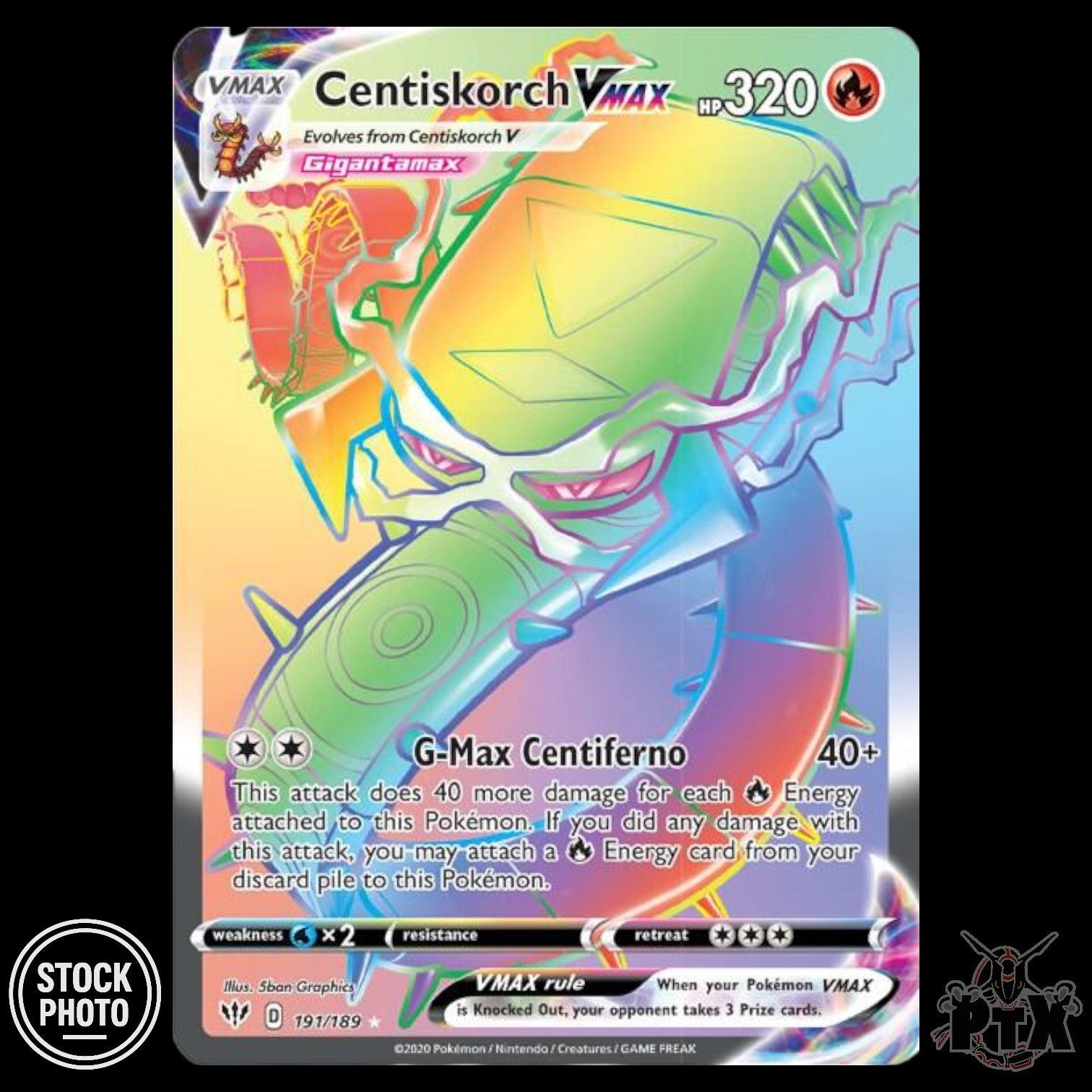 Centiskorch VMAX #191/189 Darkness Ablaze NM/Near Mint Pokemon 2020