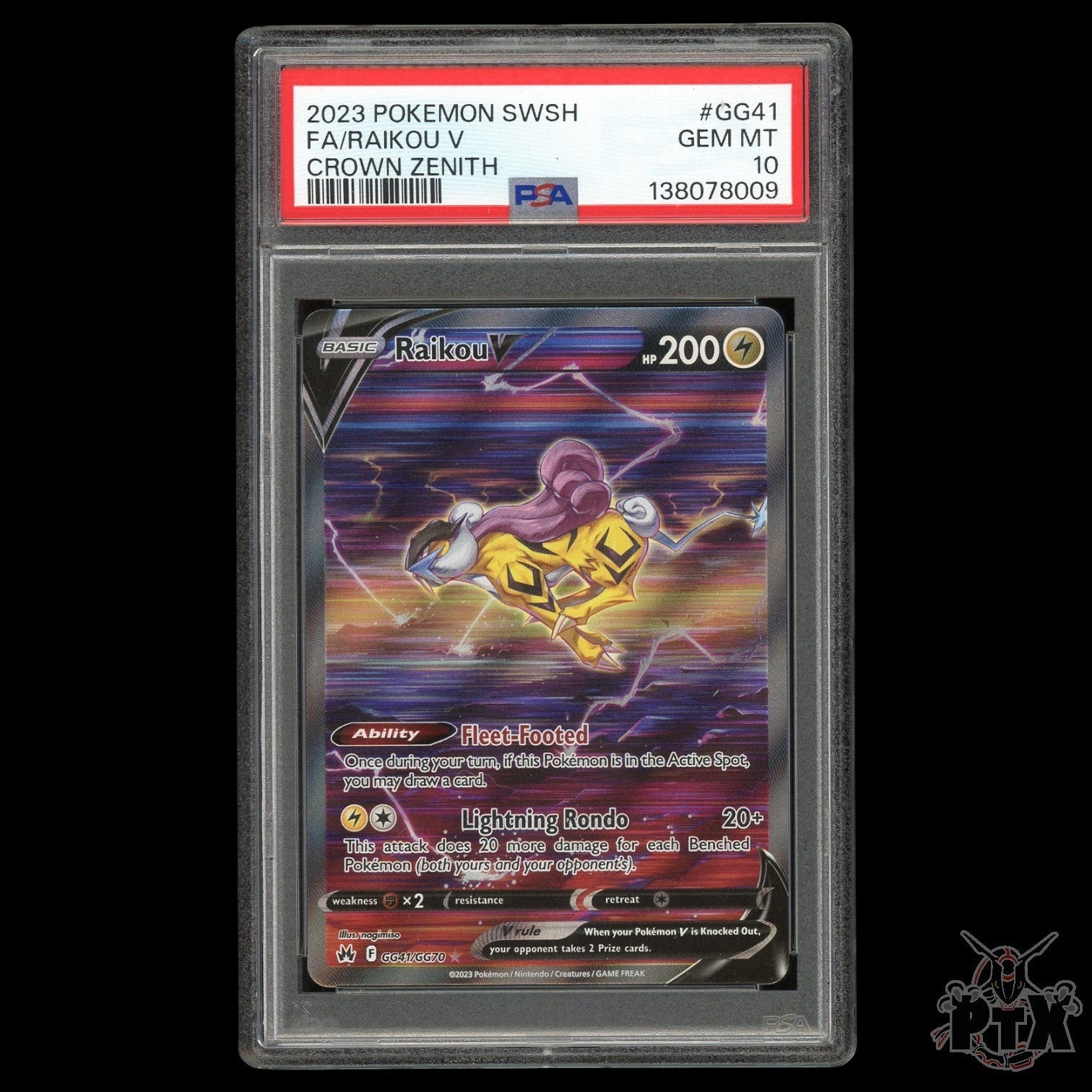 Raikou V GG41/GG70 PSA 10 Crown Zenith Pokemon 2023