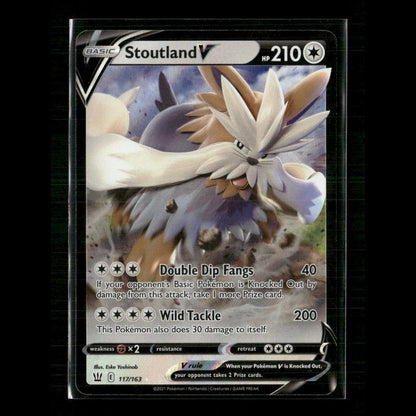 Stoutland V 117/163 SWSH05: Battle Styles NM Pokemon