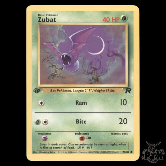 Zubat #70/82 1st Edition Team Rocket NM/Near Mint Pokemon 2000
