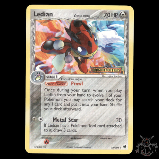 Ledian Reverse Holo #18/101 EX Dragon Frontiers LP/MP Pokemon 2006