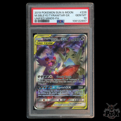 Mega sableye & Tyranitar GX #226/236 PSA 10 Unified Minds Tag Team Pokemon 2019