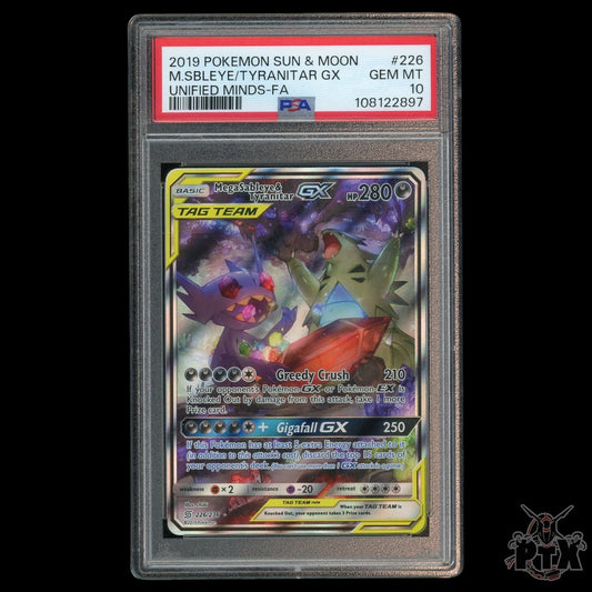 Mega sableye & Tyranitar GX #226/236 PSA 10 Unified Minds Tag Team Pokemon 2019