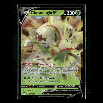 Chesnaught V 015/195 SWSH12: Silver Tempest NM Pokemon